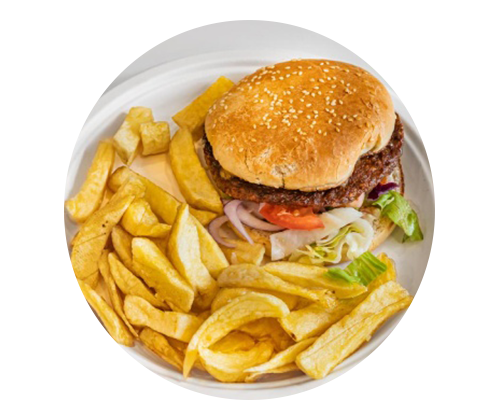 Cafe Piccante Edinburgh Grilled Burger with Chips 