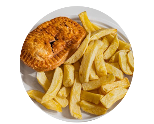 Cafe Piccante Steak Pie with Chips in Edinburgh.