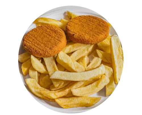 Cafe Piccante Golden Fishcake and Chips in Edinburgh.