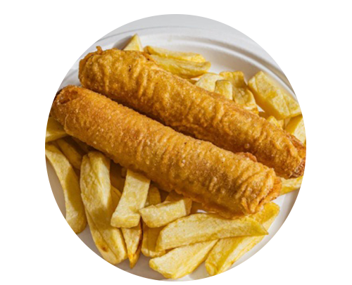 Cafe Piccante Jumbo Sausages with Chips in Edinburgh.